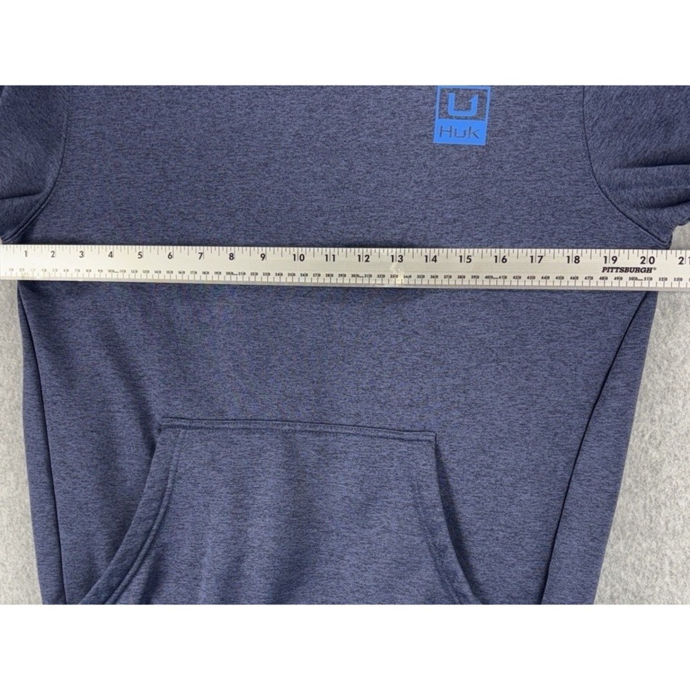 Huk Fishing Hoodie Heather Blue Performance Fleece Pullover Sweatshirt Outdoor S - Picture 12 of 12